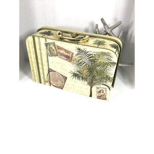 Vintage-Inspired Palm Tree & Postcard Decorative Storage Box With Handle